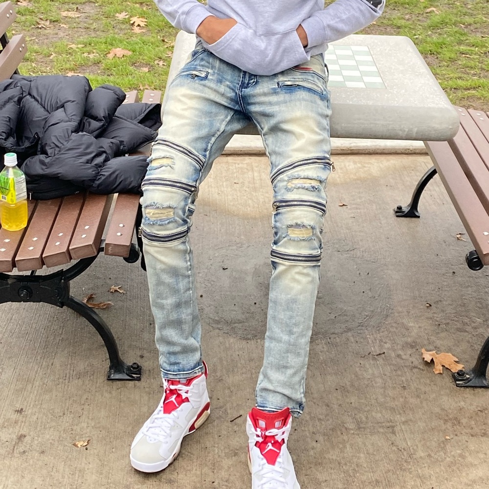 Biker denim jeans